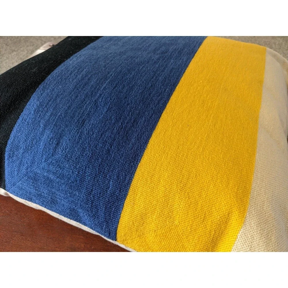 Crewel Embroidered Stripe Square Throw Pillow 20